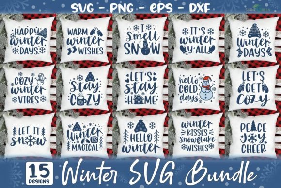 Winter SVG Bundle Christmas Pillow Quote